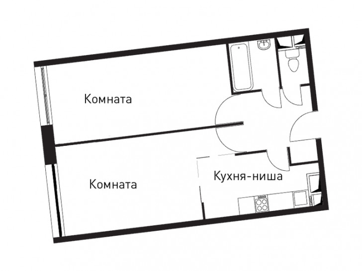 Двухкомнатная квартира 55.3 м²