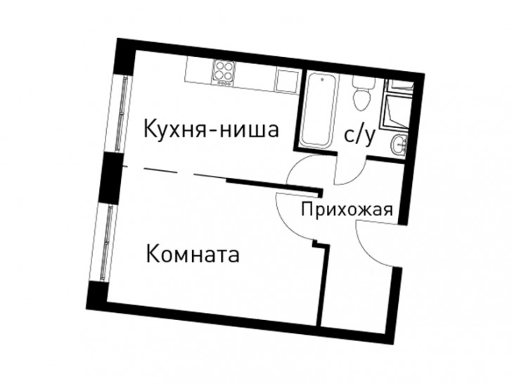 Однокомнатная квартира 35.5 м²
