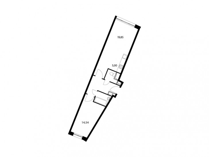Двухкомнатная квартира 52 м²