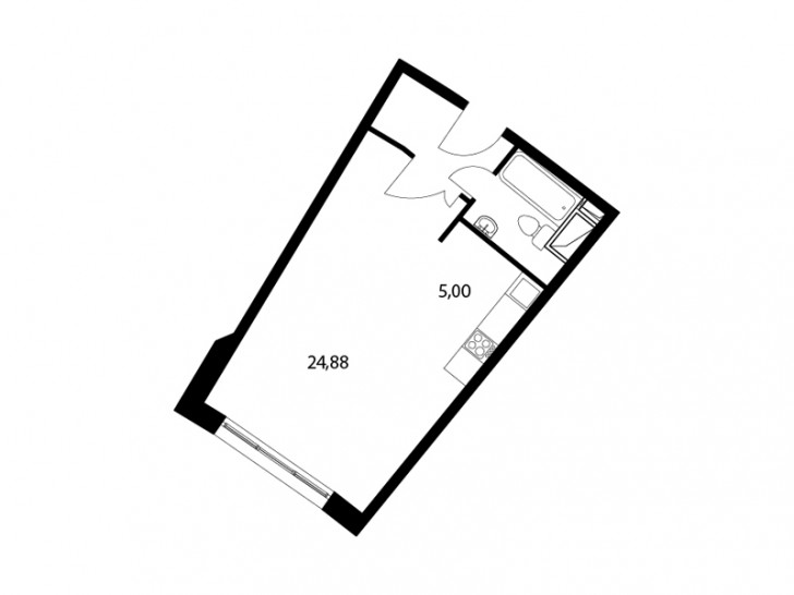 Студия 36.9 м²