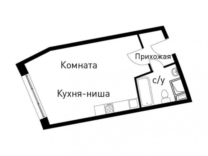 Студия 34.4 м²