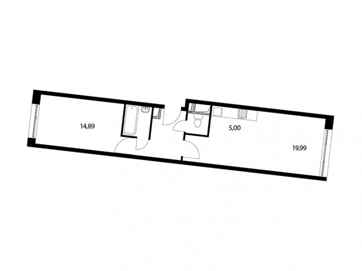 Двухкомнатная квартира 52.4 м²