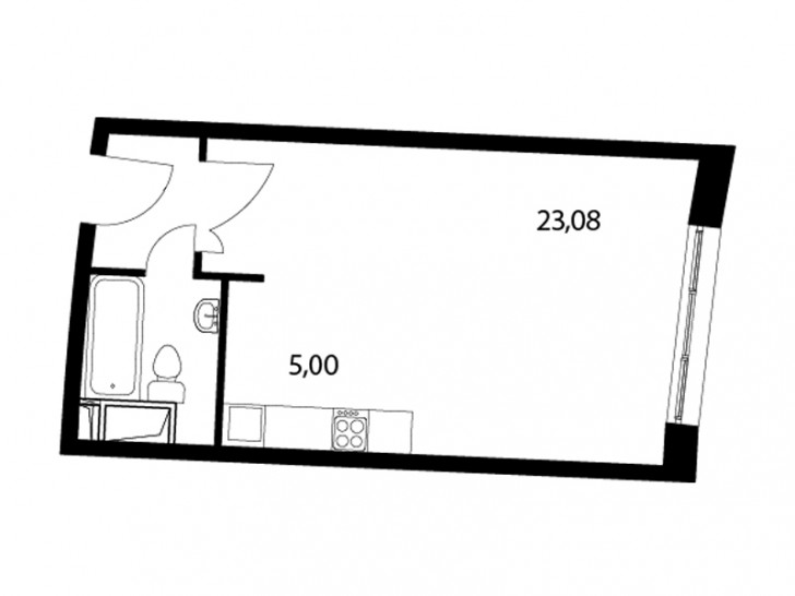 Студия 34.1 м²