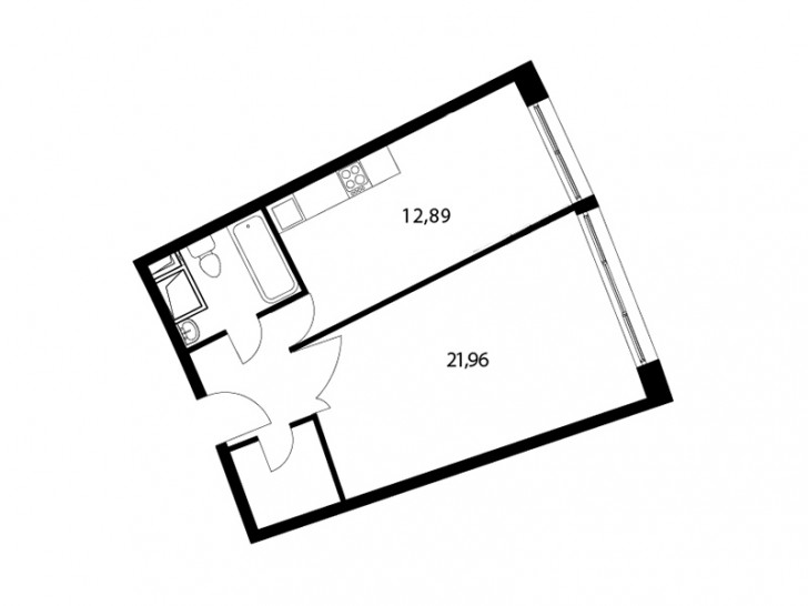 Однокомнатная квартира 47 м²