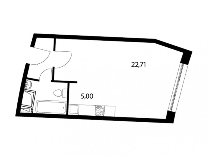 Студия 34.5 м²